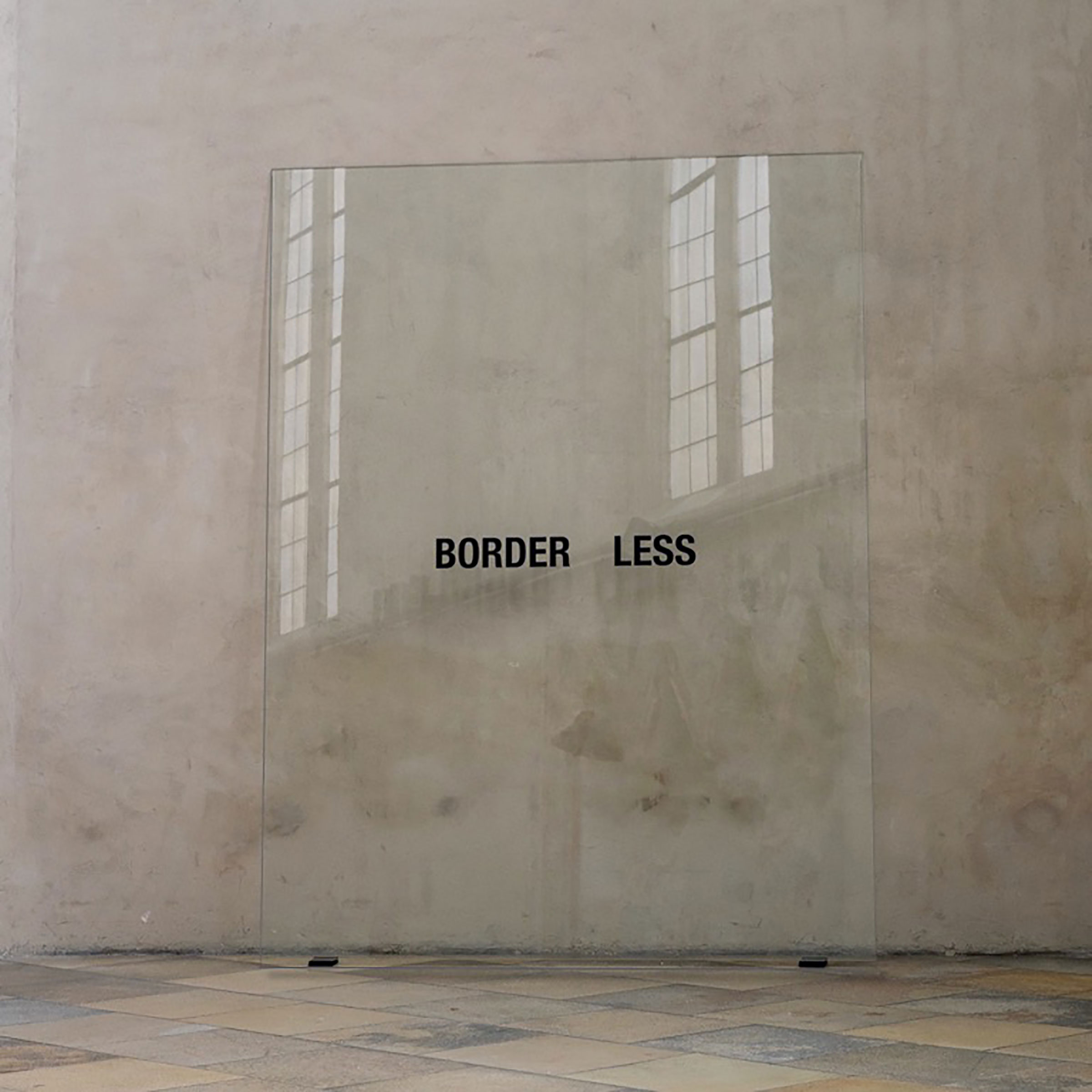 BORDER LESS<br>2019, Hinterglasmalerei / reverse glass painting, 240x180cm. Ausstellung REDEN SCHWEIGEN WOVON, Museum Krems